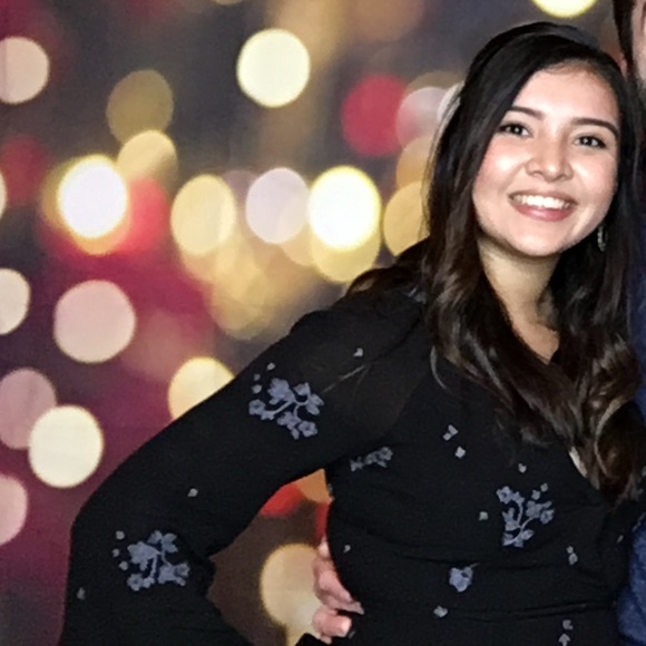 Free People Navy Blue Bell Sleeve Mini Dress *Has minor Flaws* - Picture 2 of 6